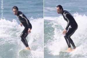 Rodrigo Santoro curte dia de surfe em praia do Rio