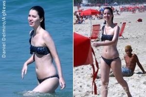 Nathalia Dill curte praia carioca