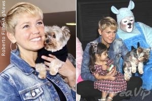 Xuxa leva cachorrinho em lançamento do seu DVD no Rio