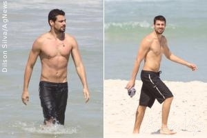 Cauã Reymond exibe corpo sarado em praia do Rio