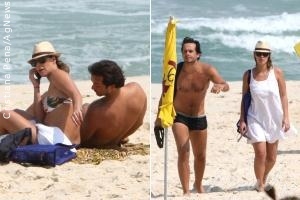 Acompanhada, Camila Rodrigues curte praia carioca