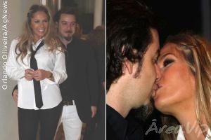 Adriane Galisteu troca beijos com Alexandre Iódice em evento