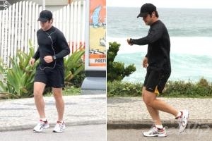 Murilo Benício corre na orla da Barra