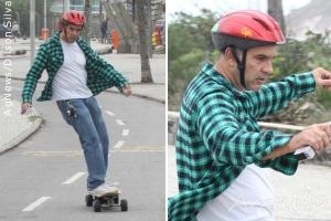 Humberto Martins é clicado andando de skate