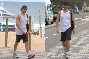 Carmo Dalla Vecchia faz caminhada pelo calçadão de Ipanema