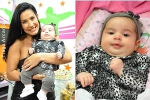 Scheila Carvalho leva a filha em evento em Sampa