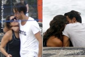 Priscila Fantin é clicada aos beijos com o namorado em praia