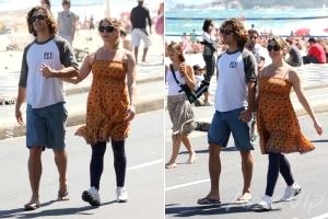 Grávida, Letícia Spiller passeia com o namorado no Rio